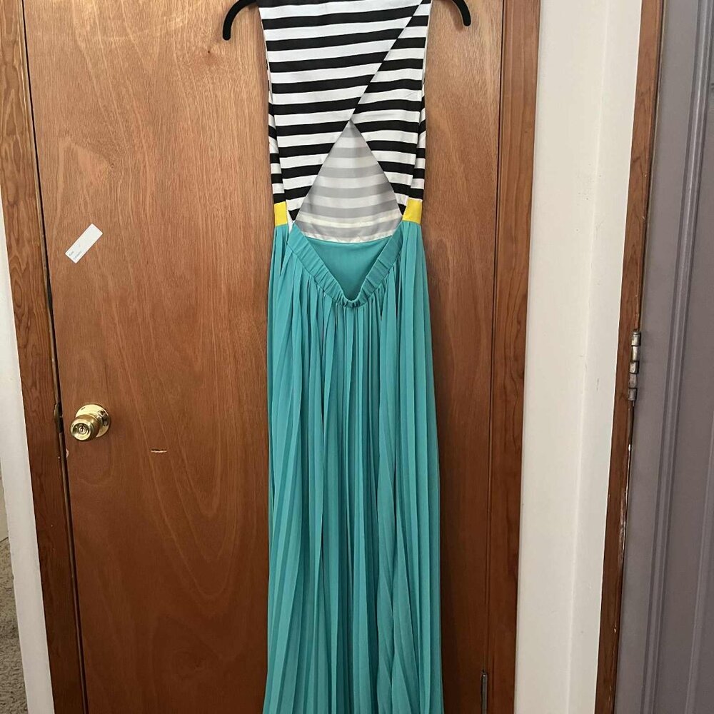 Double Zero Pleated Block Color Stripped Top Maxi… - image 2